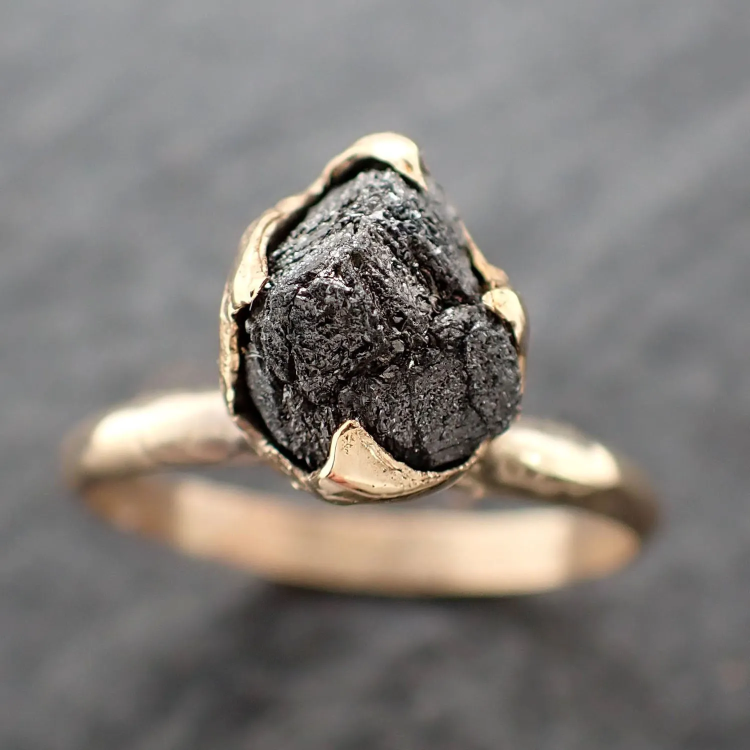 Raw Diamond Solitaire Engagement Ring Rough Uncut gemstone gold Conflict Free Black Diamond Wedding Promise 2558