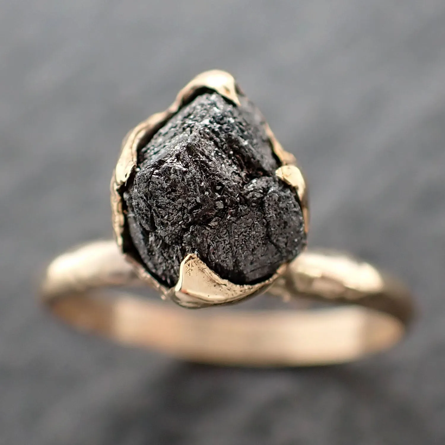 Raw Diamond Solitaire Engagement Ring Rough Uncut gemstone gold Conflict Free Black Diamond Wedding Promise 2558