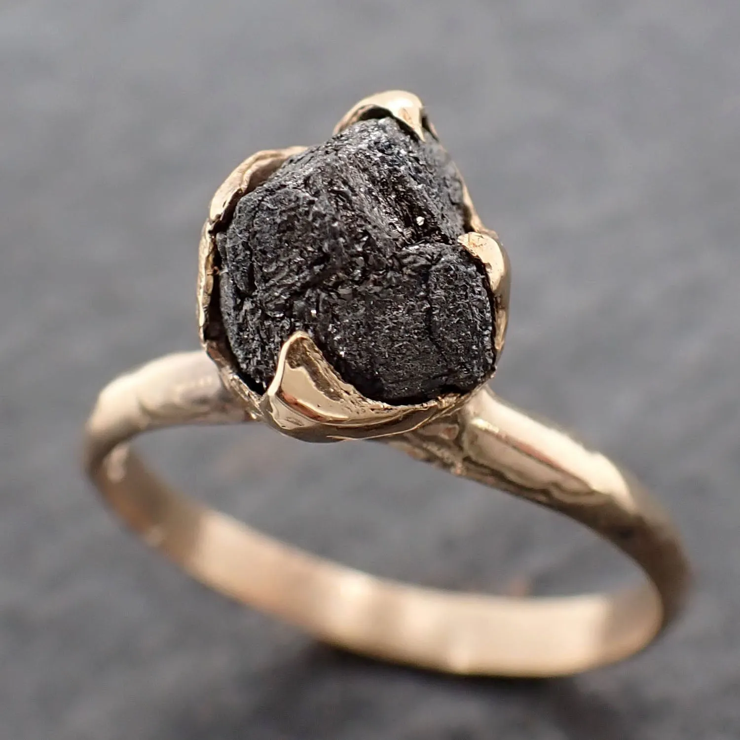Raw Diamond Solitaire Engagement Ring Rough Uncut gemstone gold Conflict Free Black Diamond Wedding Promise 2558