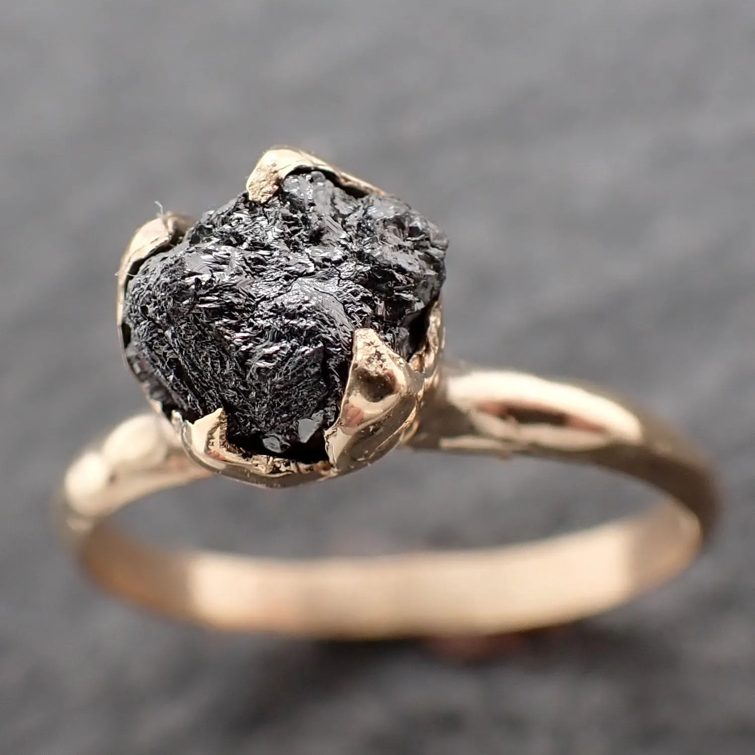 Raw Diamond Solitaire Engagement Ring Rough Uncut gemstone gold Conflict Free Black Diamond Wedding Promise 2559