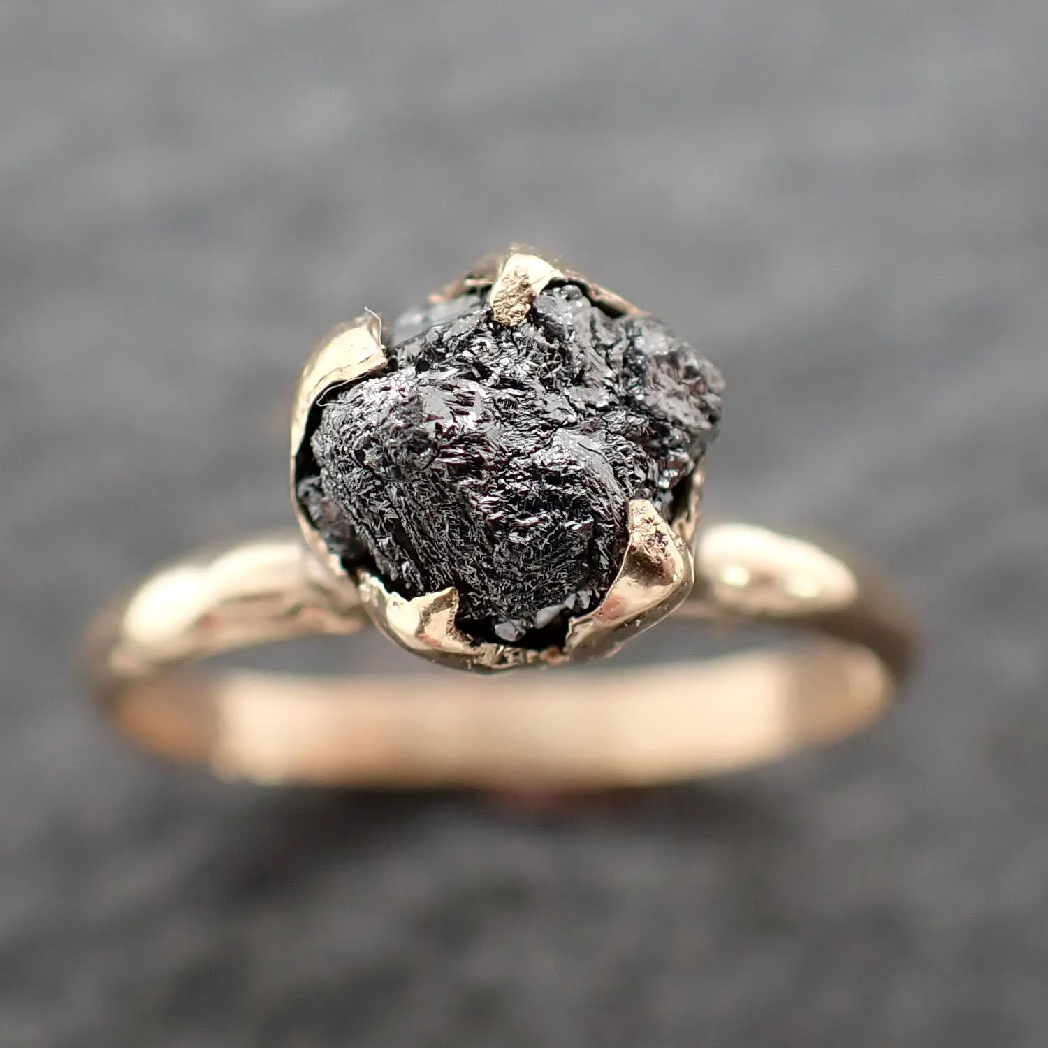 Raw Diamond Solitaire Engagement Ring Rough Uncut gemstone gold Conflict Free Black Diamond Wedding Promise 2559