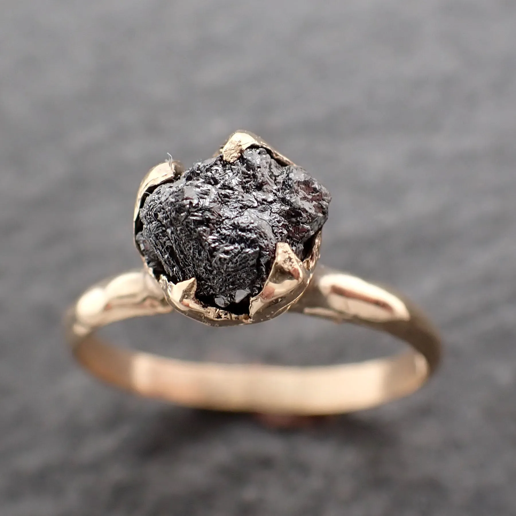 Raw Diamond Solitaire Engagement Ring Rough Uncut gemstone gold Conflict Free Black Diamond Wedding Promise 2559