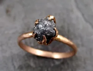 raw diamond solitaire engagement ring rough uncut gemstone rose gold conflict free gray diamond wedding promise Alternative Engagement