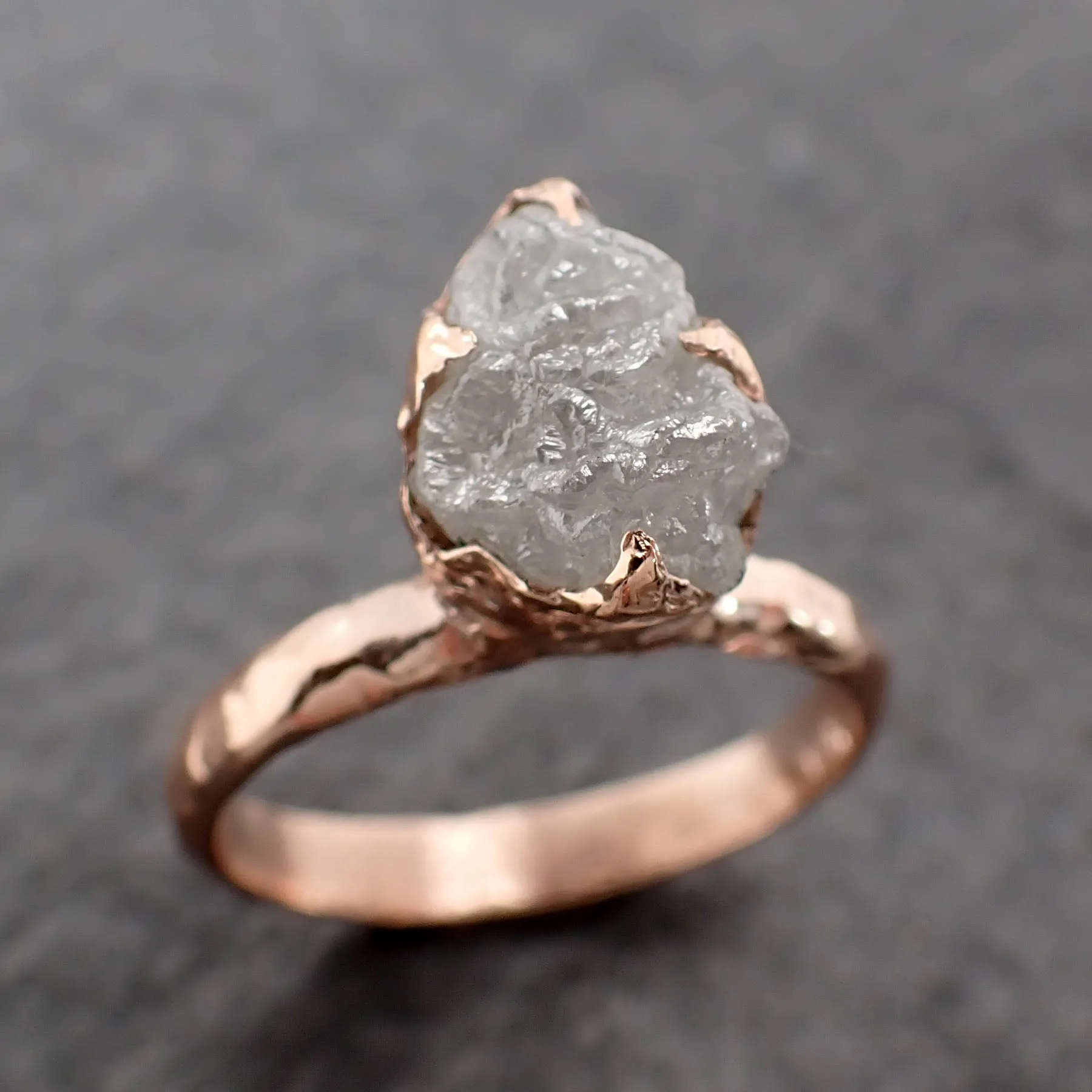 raw diamond solitaire engagement ring rough uncut rose gold conflict free diamond wedding promise 2541 Alternative Engagement
