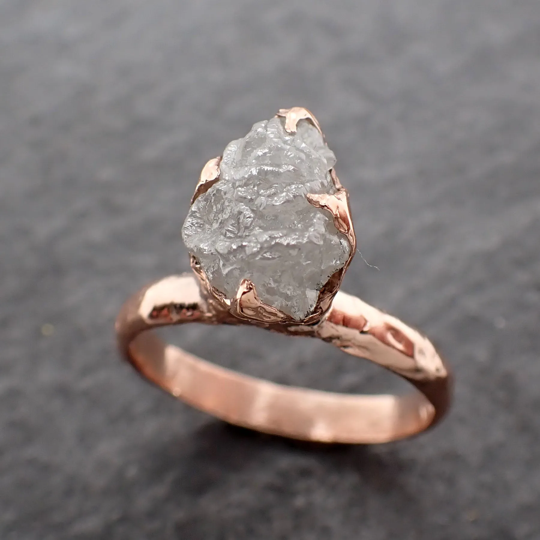raw diamond solitaire engagement ring rough uncut rose gold conflict free diamond wedding promise 2541 Alternative Engagement