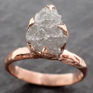 raw diamond solitaire engagement ring rough uncut rose gold conflict free diamond wedding promise 2541 Alternative Engagement