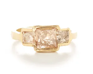 Raw Opaque Three Stone Diamond Ring