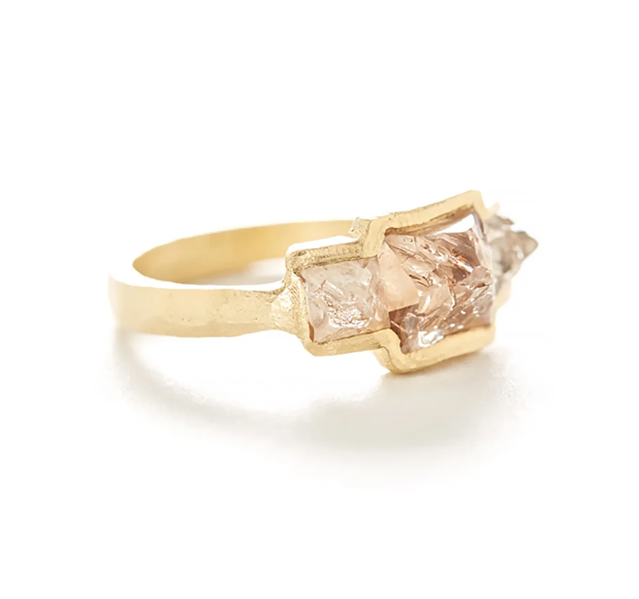 Raw Opaque Three Stone Diamond Ring