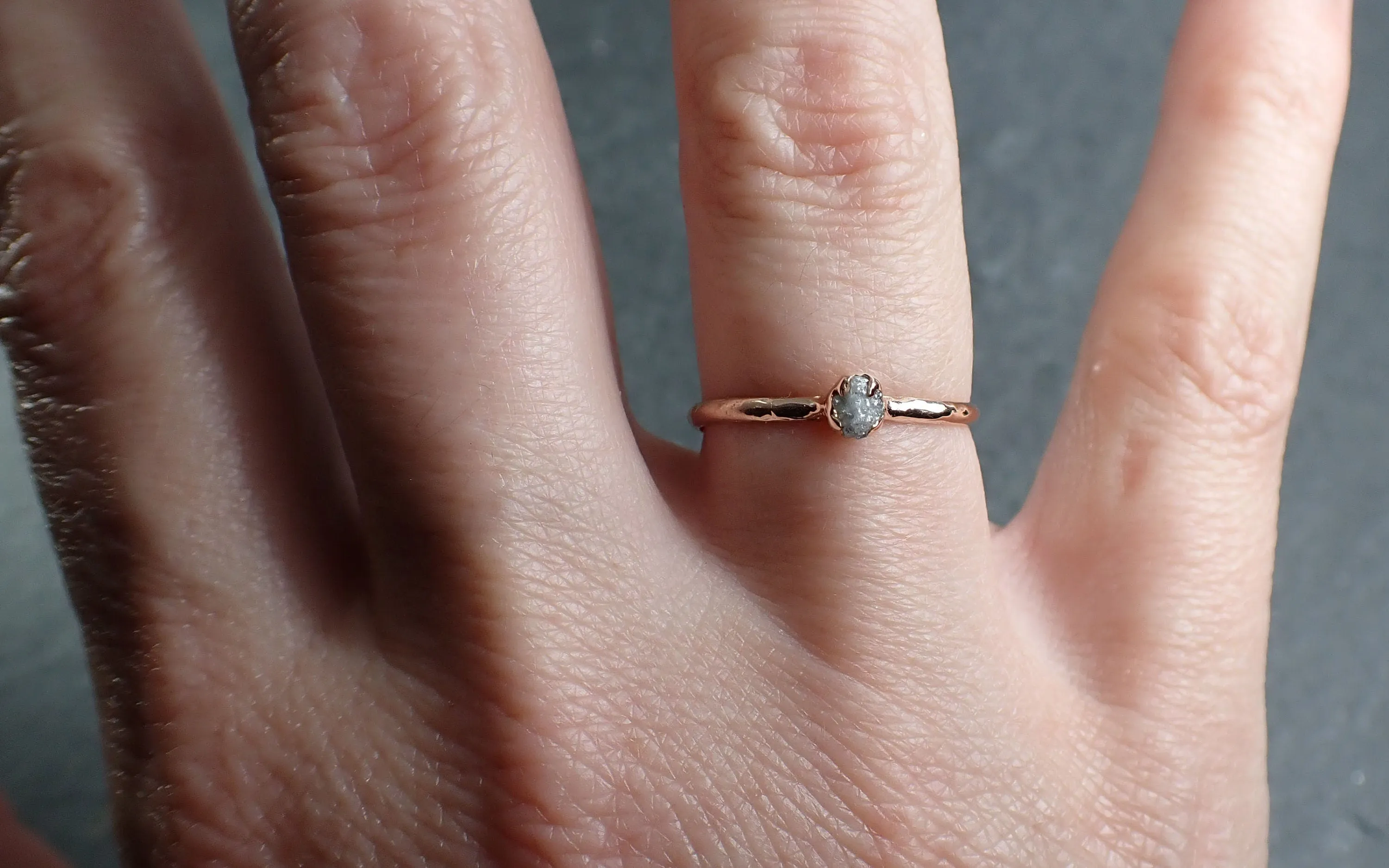 raw rough dainty diamond engagement ring rough diamond solitaire 14k rose gold conflict free diamond wedding promise byangeline 3029 Alternative Engagement