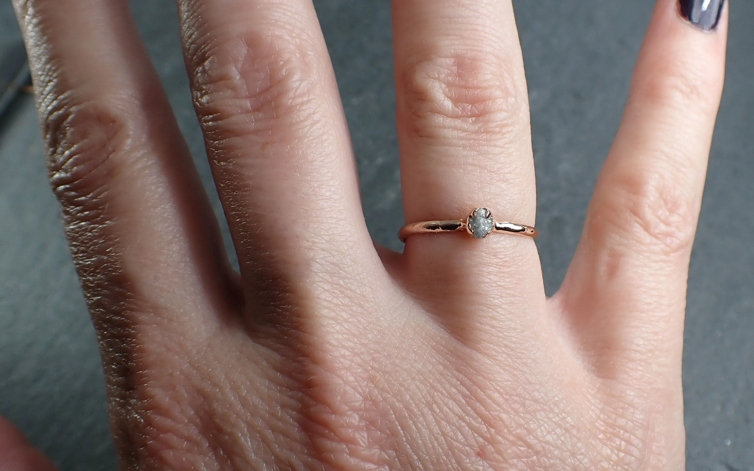 raw rough dainty diamond engagement ring rough diamond solitaire 14k rose gold conflict free diamond wedding promise byangeline 3029 Alternative Engagement