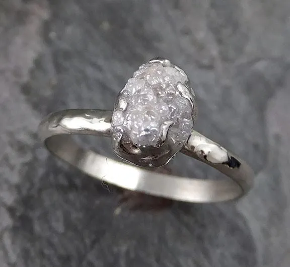 raw rough uncut diamond engagement ring rough diamond solitaire 14k white gold conflict free diamond wedding promise Alternative Engagement