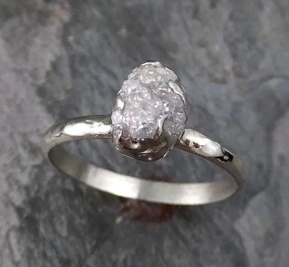 raw rough uncut diamond engagement ring rough diamond solitaire 14k white gold conflict free diamond wedding promise Alternative Engagement