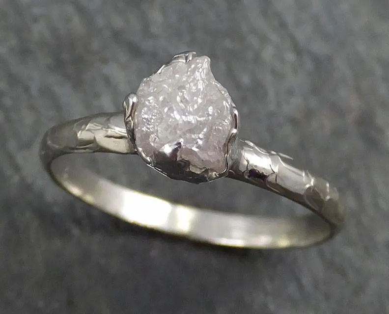 raw rough uncut diamond engagement ring rough diamond solitaire 14k white gold conflict free diamond wedding promise byangeline 0359 Alternative Engagement