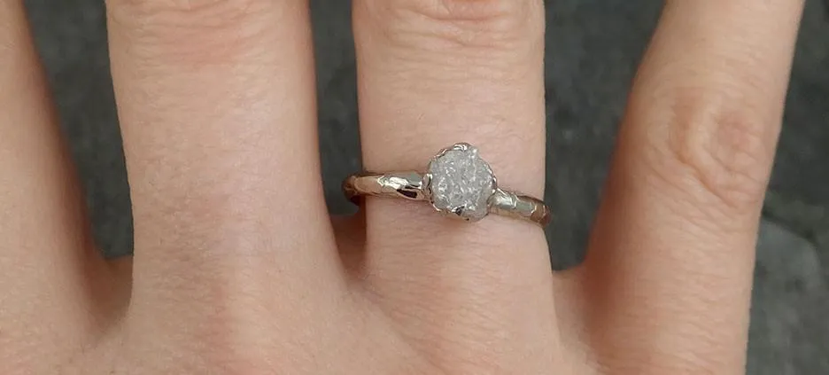 raw rough uncut diamond engagement ring rough diamond solitaire 14k white gold conflict free diamond wedding promise byangeline 0359 Alternative Engagement
