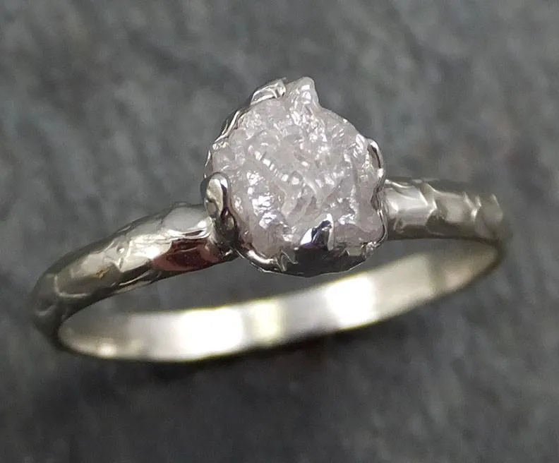 raw rough uncut diamond engagement ring rough diamond solitaire 14k white gold conflict free diamond wedding promise byangeline 0359 Alternative Engagement