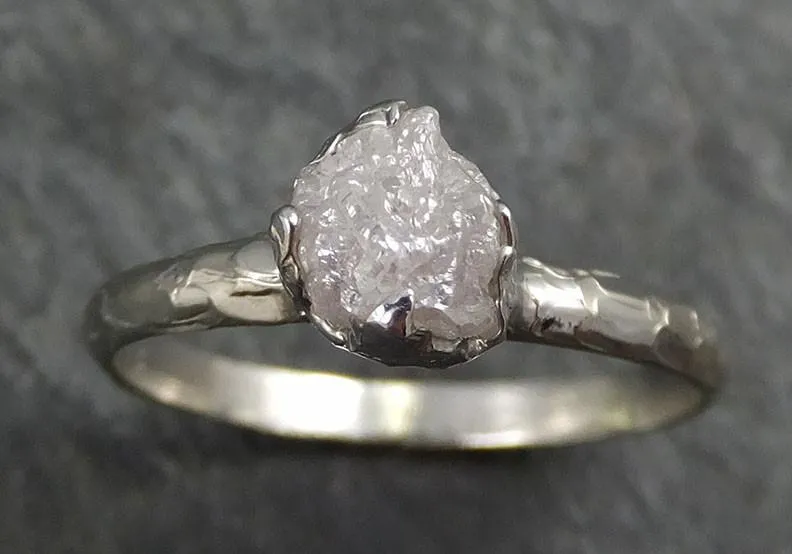 raw rough uncut diamond engagement ring rough diamond solitaire 14k white gold conflict free diamond wedding promise byangeline 0359 Alternative Engagement
