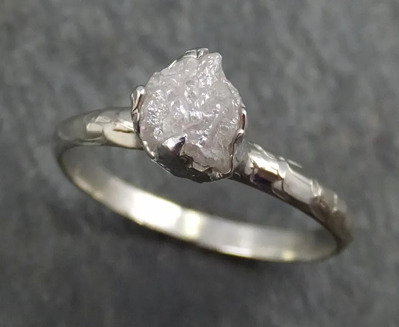 raw rough uncut diamond engagement ring rough diamond solitaire 14k white gold conflict free diamond wedding promise byangeline 0359 Alternative Engagement