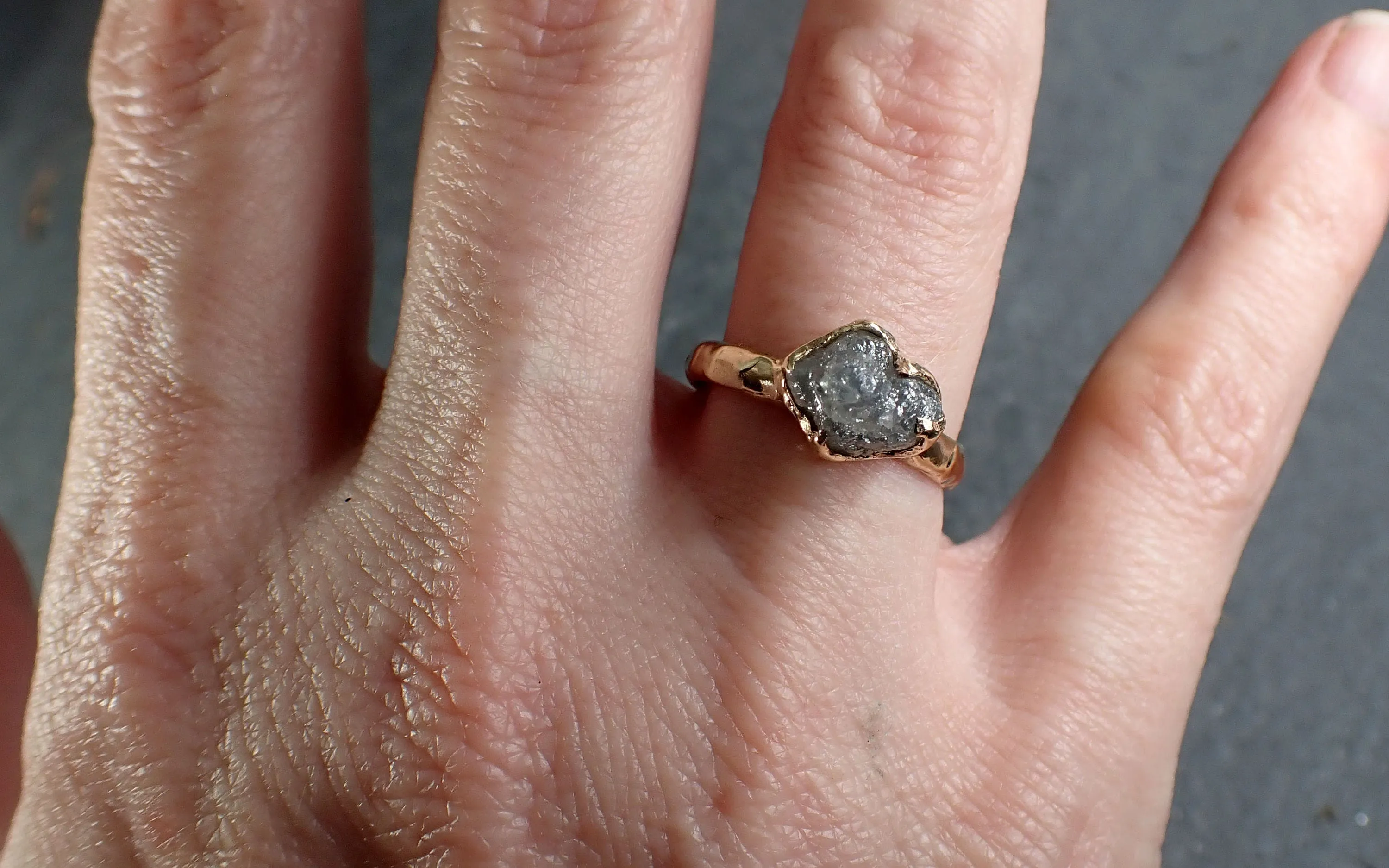 Raw Rough UnCut Diamond Engagement Ring Rough Diamond Solitaire Recycled 14k gold Conflict Free Diamond Wedding byAngeline 3206