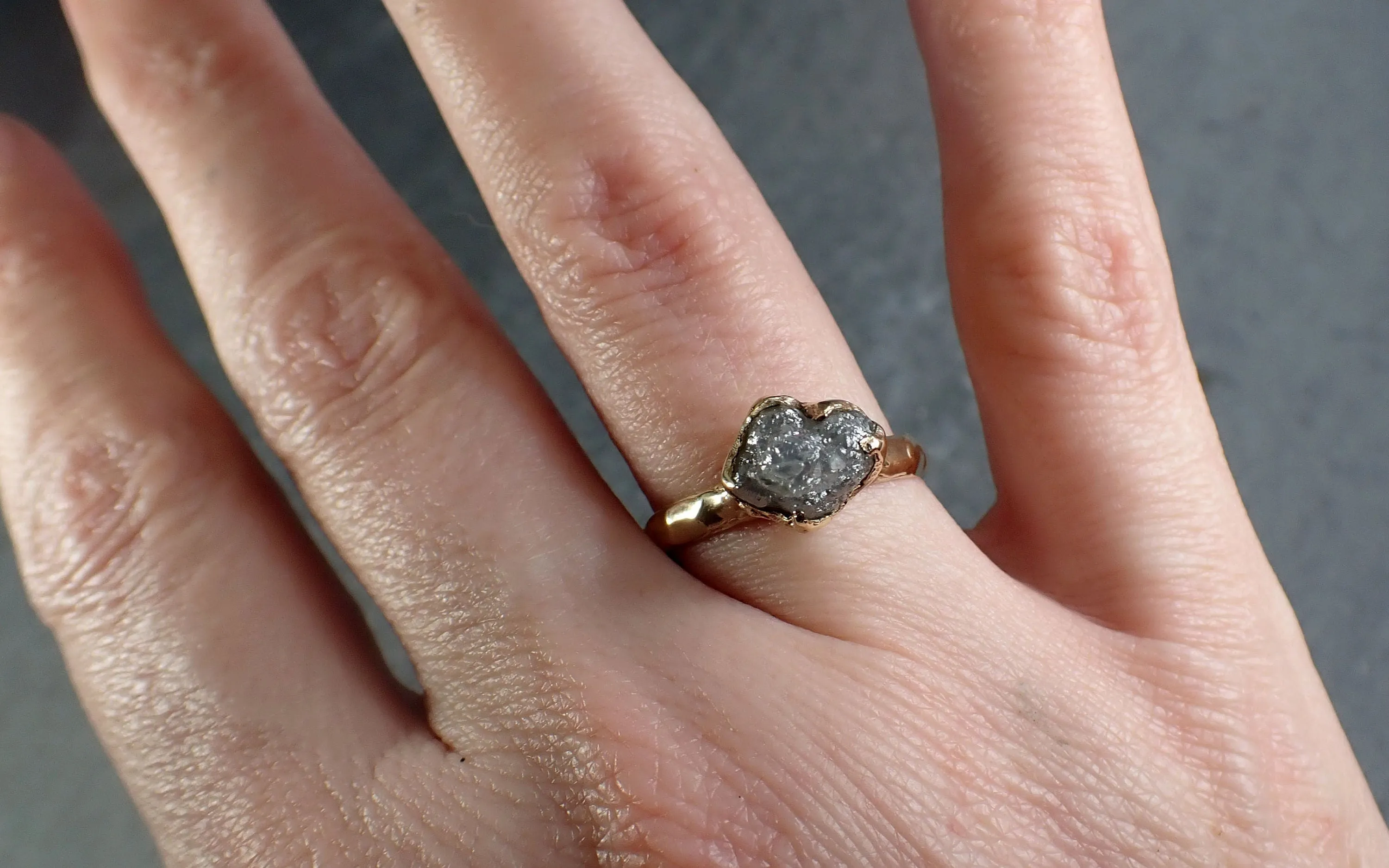Raw Rough UnCut Diamond Engagement Ring Rough Diamond Solitaire Recycled 14k gold Conflict Free Diamond Wedding byAngeline 3206