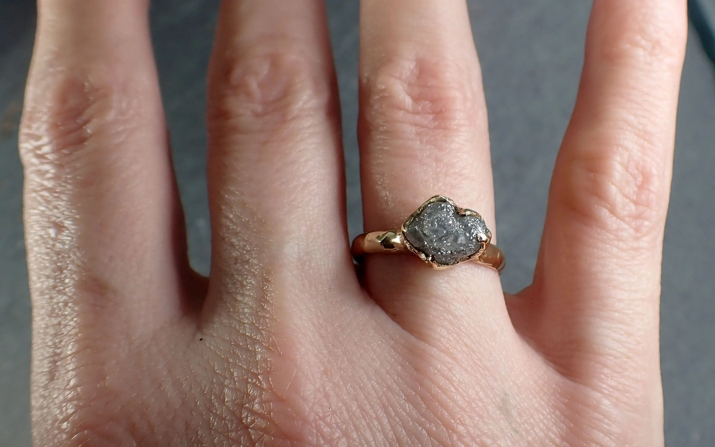 Raw Rough UnCut Diamond Engagement Ring Rough Diamond Solitaire Recycled 14k gold Conflict Free Diamond Wedding byAngeline 3206