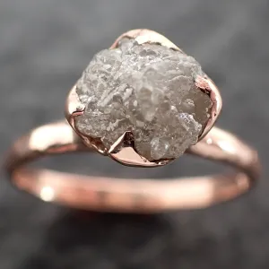 Raw Rough UnCut Diamond Engagement Ring Rough Diamond Solitaire Recycled 14k Rose gold Conflict Free Diamond Wedding Promise byAngeline 2705
