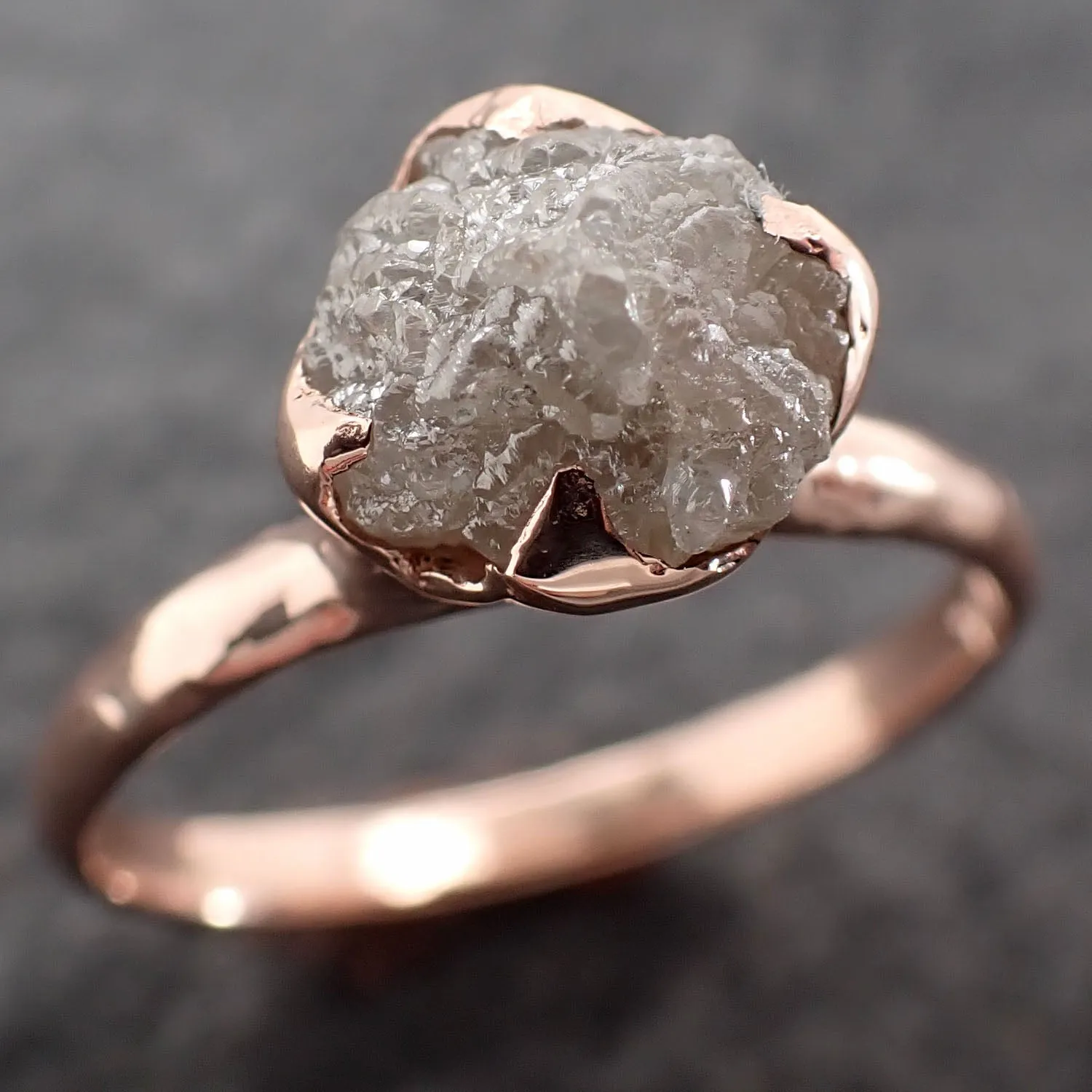Raw Rough UnCut Diamond Engagement Ring Rough Diamond Solitaire Recycled 14k Rose gold Conflict Free Diamond Wedding Promise byAngeline 2705