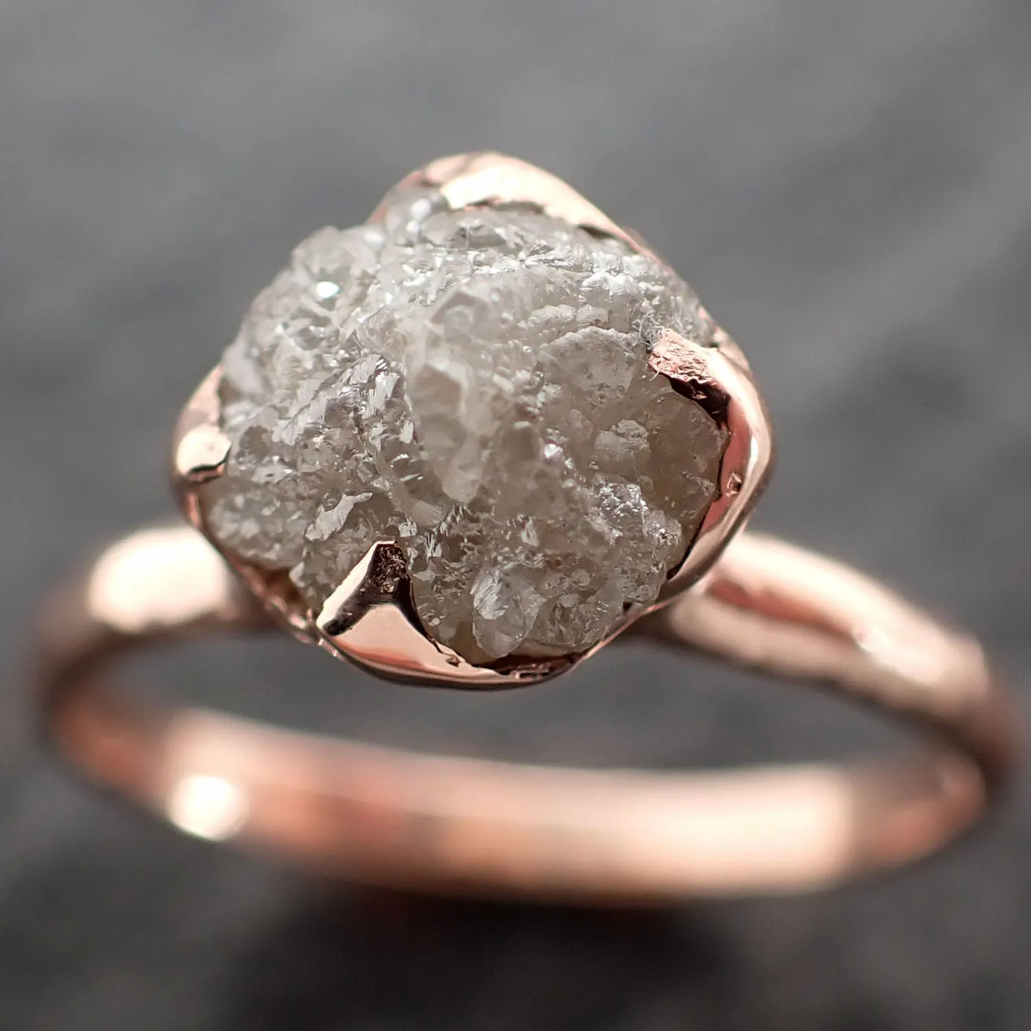 Raw Rough UnCut Diamond Engagement Ring Rough Diamond Solitaire Recycled 14k Rose gold Conflict Free Diamond Wedding Promise byAngeline 2705