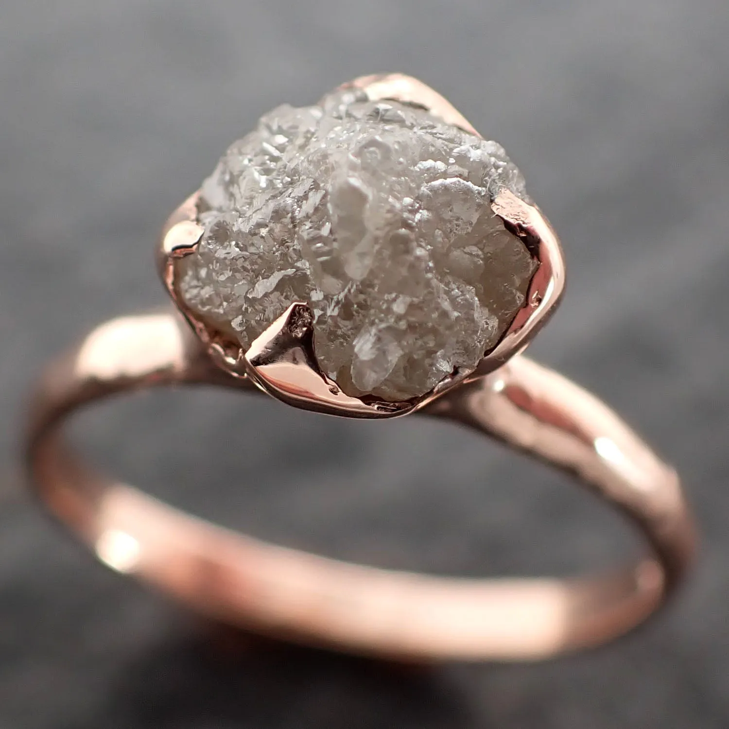 Raw Rough UnCut Diamond Engagement Ring Rough Diamond Solitaire Recycled 14k Rose gold Conflict Free Diamond Wedding Promise byAngeline 2705