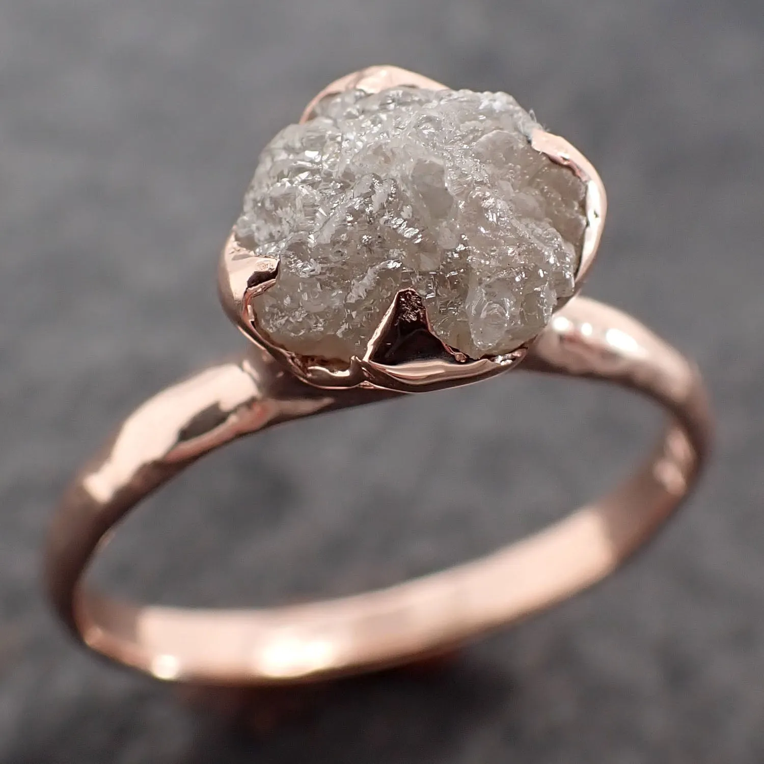Raw Rough UnCut Diamond Engagement Ring Rough Diamond Solitaire Recycled 14k Rose gold Conflict Free Diamond Wedding Promise byAngeline 2705