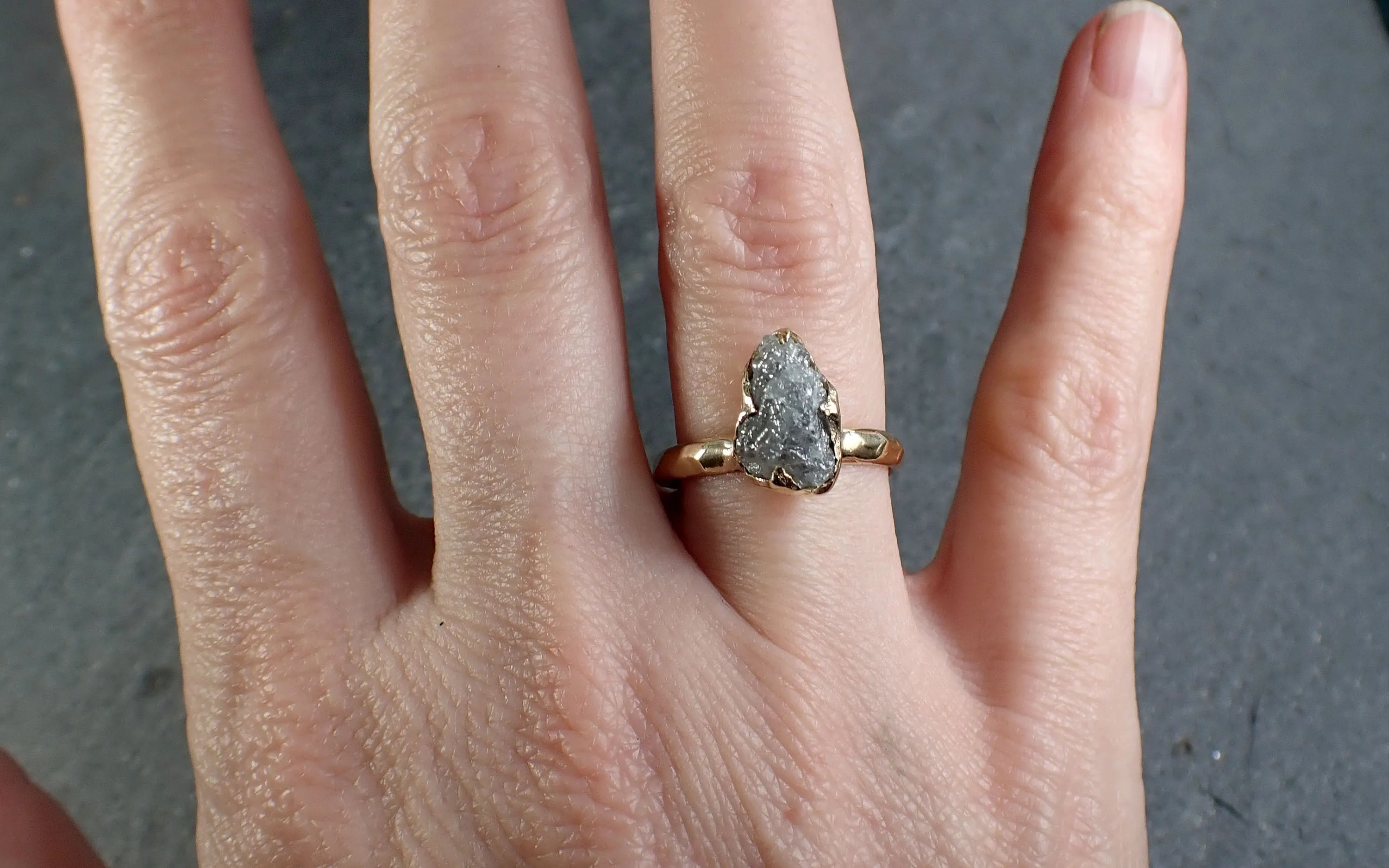 raw rough uncut diamond engagement ring rough diamond solitaire recycled 14k yellow gold conflict free diamond wedding byangeline 3208 Alternative Engagement