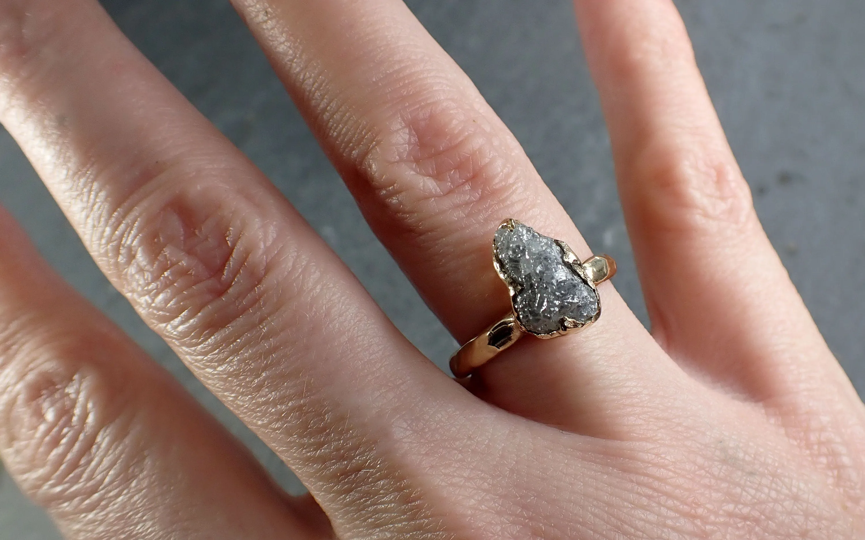 raw rough uncut diamond engagement ring rough diamond solitaire recycled 14k yellow gold conflict free diamond wedding byangeline 3208 Alternative Engagement