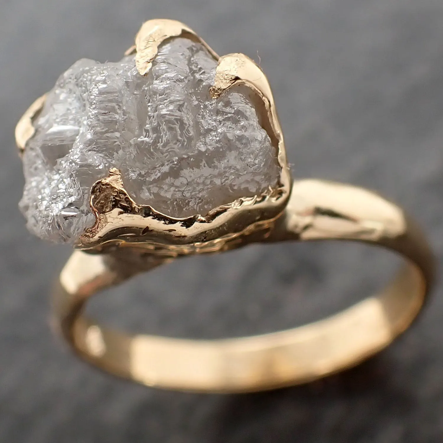Raw Rough UnCut Diamond Engagement Ring Rough Diamond Solitaire Recycled 18k gold Conflict Free Diamond Wedding Promise byAngeline 2754