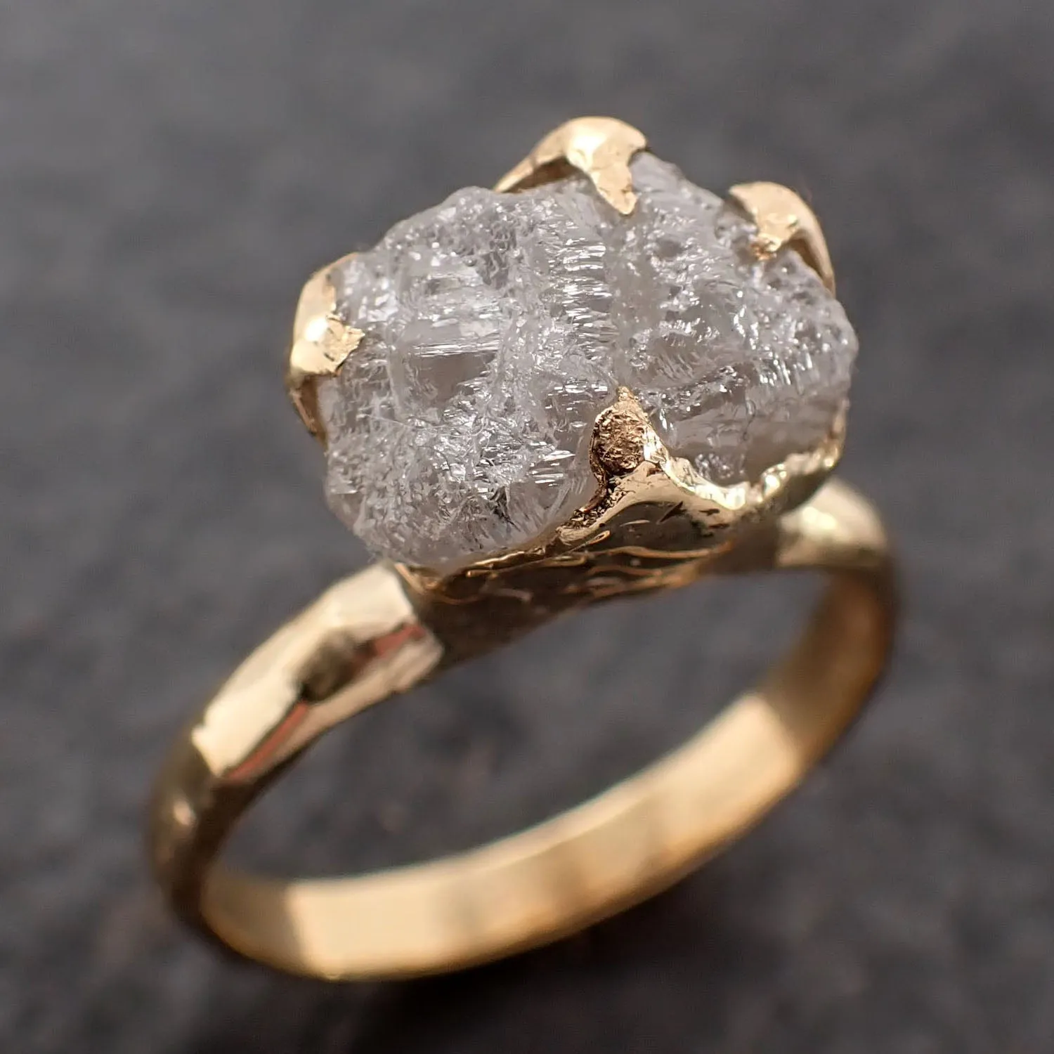 Raw Rough UnCut Diamond Engagement Ring Rough Diamond Solitaire Recycled 18k gold Conflict Free Diamond Wedding Promise byAngeline 2754