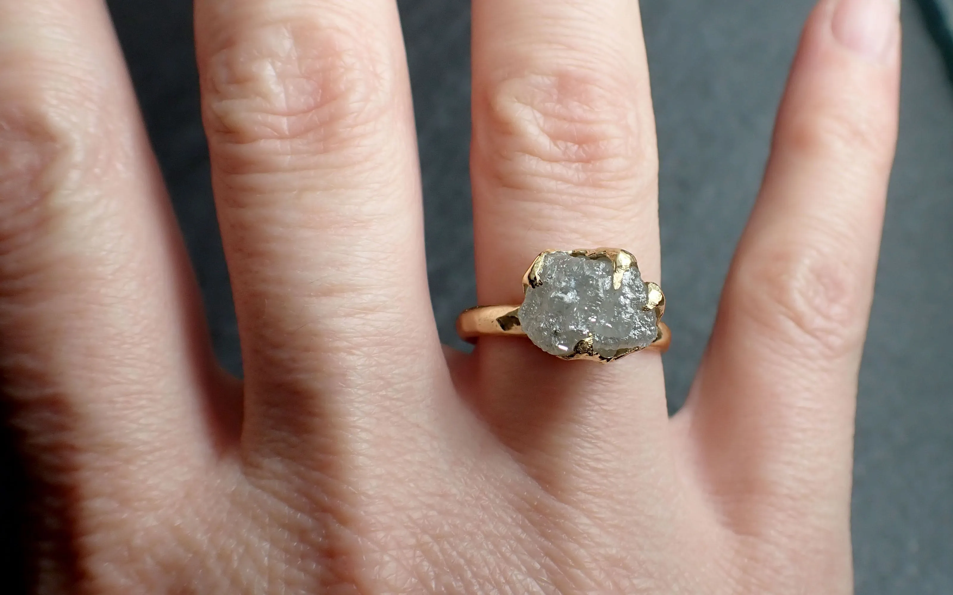 Raw Rough UnCut Diamond Engagement Ring Rough Diamond Solitaire Recycled 18k gold Conflict Free Diamond Wedding Promise byAngeline 2754