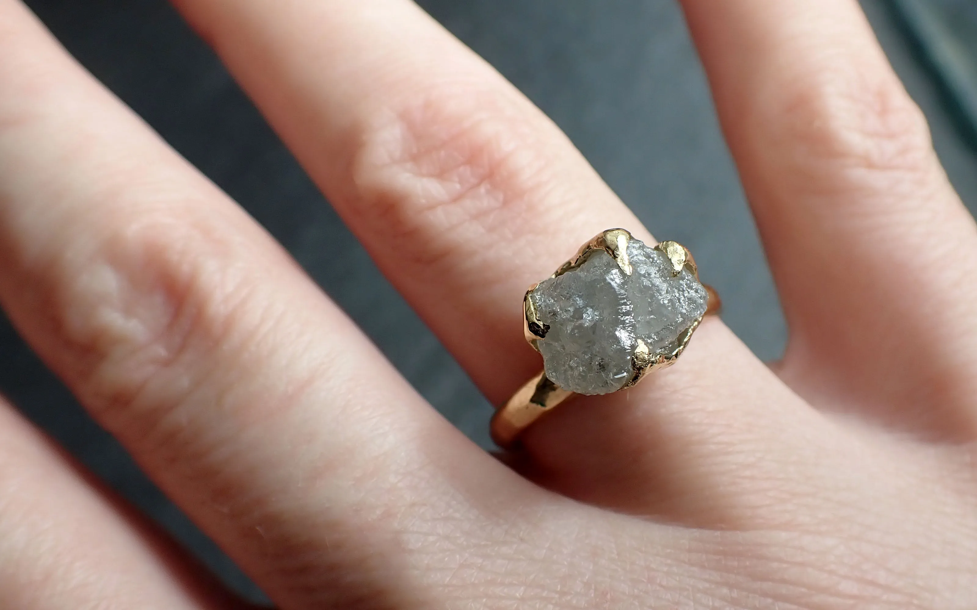 Raw Rough UnCut Diamond Engagement Ring Rough Diamond Solitaire Recycled 18k gold Conflict Free Diamond Wedding Promise byAngeline 2754