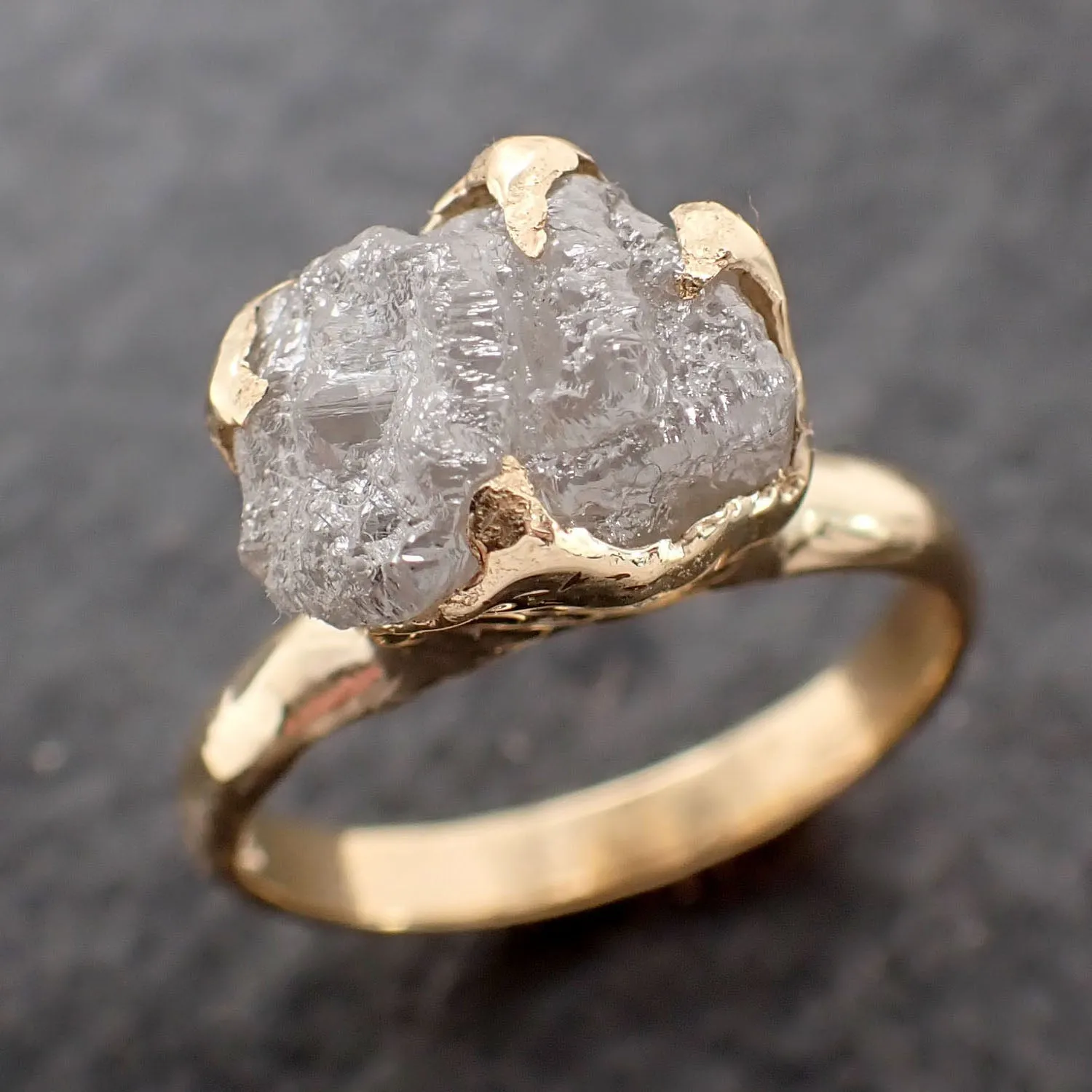 Raw Rough UnCut Diamond Engagement Ring Rough Diamond Solitaire Recycled 18k gold Conflict Free Diamond Wedding Promise byAngeline 2754