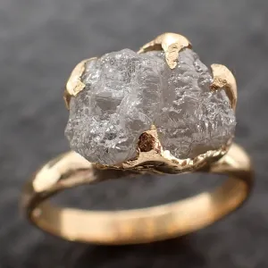 Raw Rough UnCut Diamond Engagement Ring Rough Diamond Solitaire Recycled 18k gold Conflict Free Diamond Wedding Promise byAngeline 2754