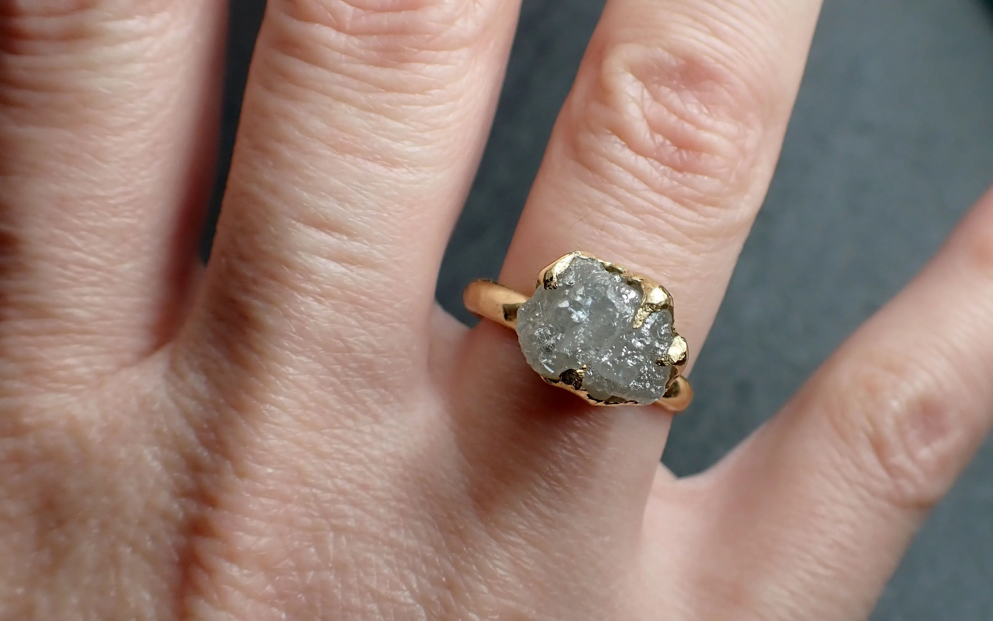 Raw Rough UnCut Diamond Engagement Ring Rough Diamond Solitaire Recycled 18k gold Conflict Free Diamond Wedding Promise byAngeline 2754