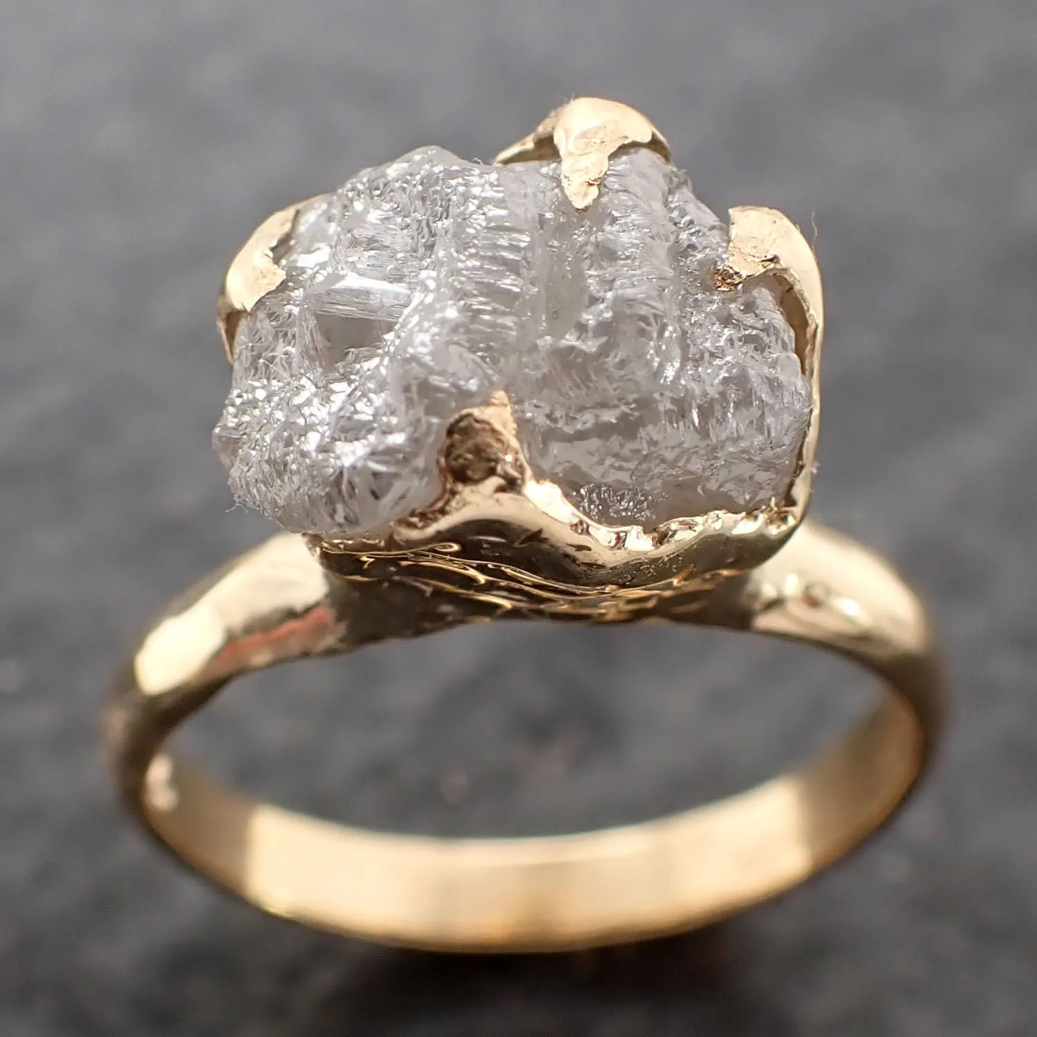 Raw Rough UnCut Diamond Engagement Ring Rough Diamond Solitaire Recycled 18k gold Conflict Free Diamond Wedding Promise byAngeline 2754