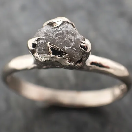 raw rough uncut diamond engagement ring solitaire 14k white gold conflict free diamond wedding promise 2325 Alternative Engagement