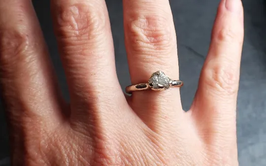 raw rough uncut diamond engagement ring solitaire 14k white gold conflict free diamond wedding promise 2325 Alternative Engagement