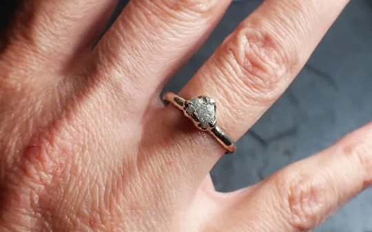raw rough uncut diamond engagement ring solitaire 14k white gold conflict free diamond wedding promise 2325 Alternative Engagement
