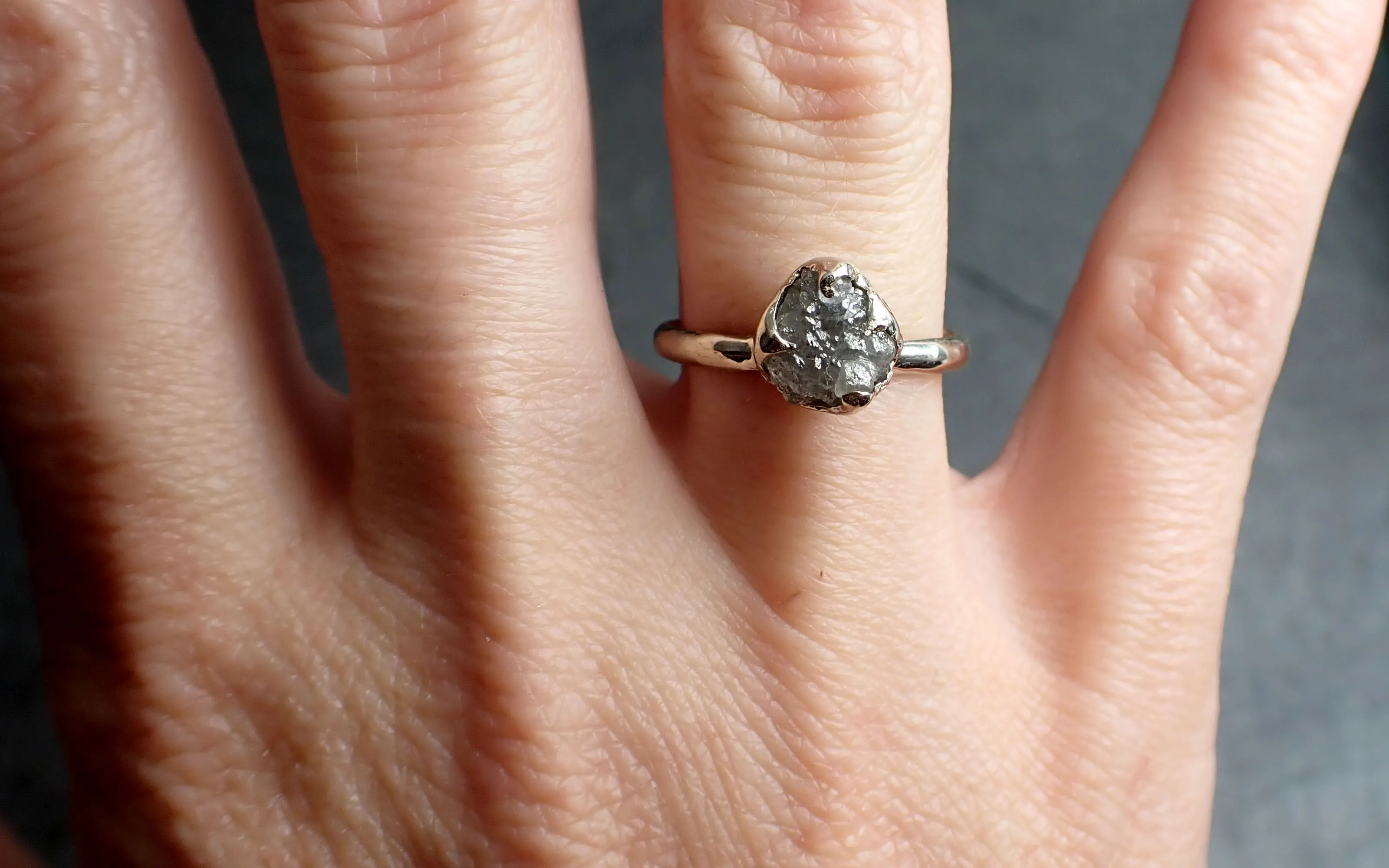 raw rough uncut diamond engagement ring solitaire 14k white gold conflict free diamond wedding promise 2330 Alternative Engagement