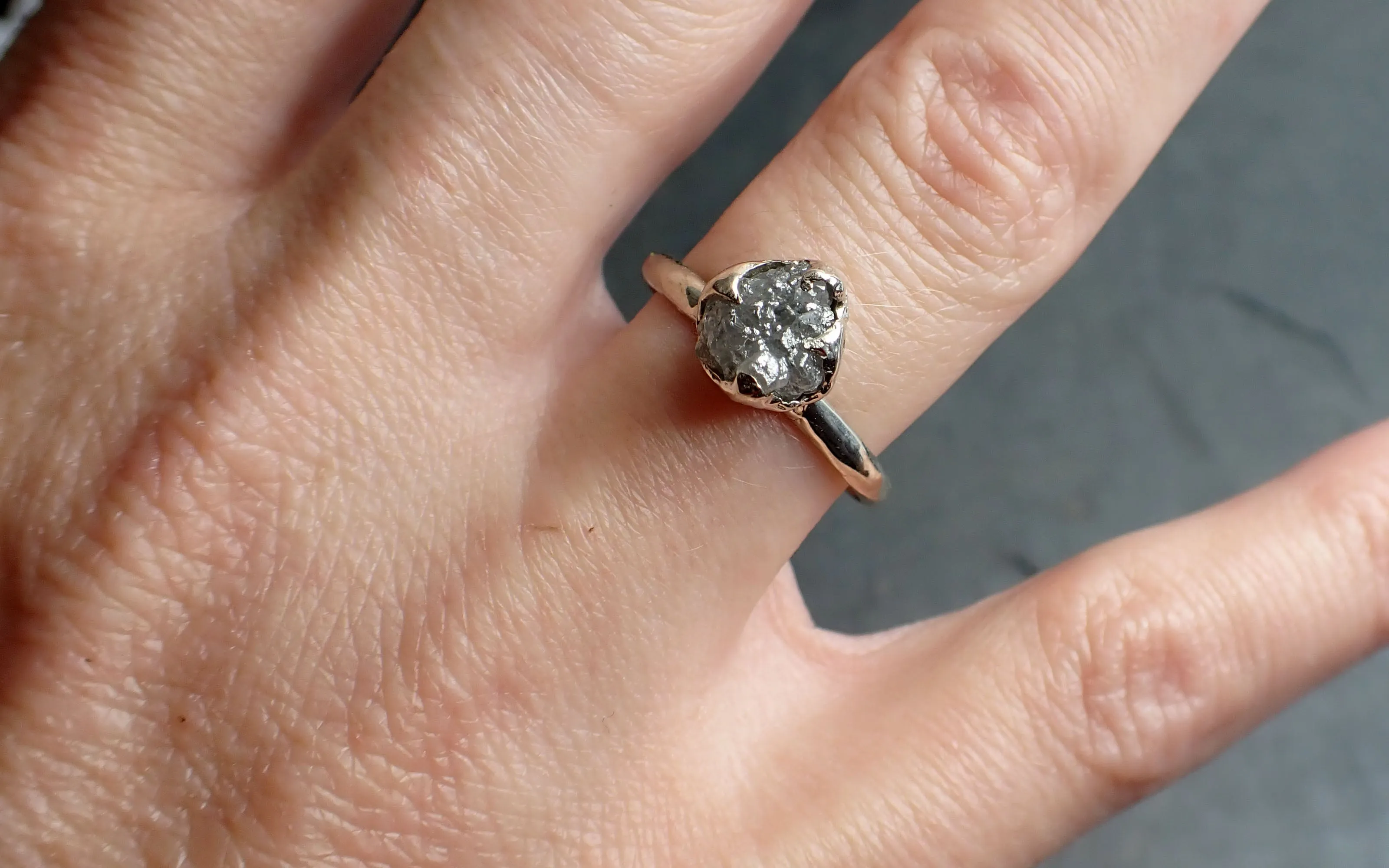 raw rough uncut diamond engagement ring solitaire 14k white gold conflict free diamond wedding promise 2330 Alternative Engagement