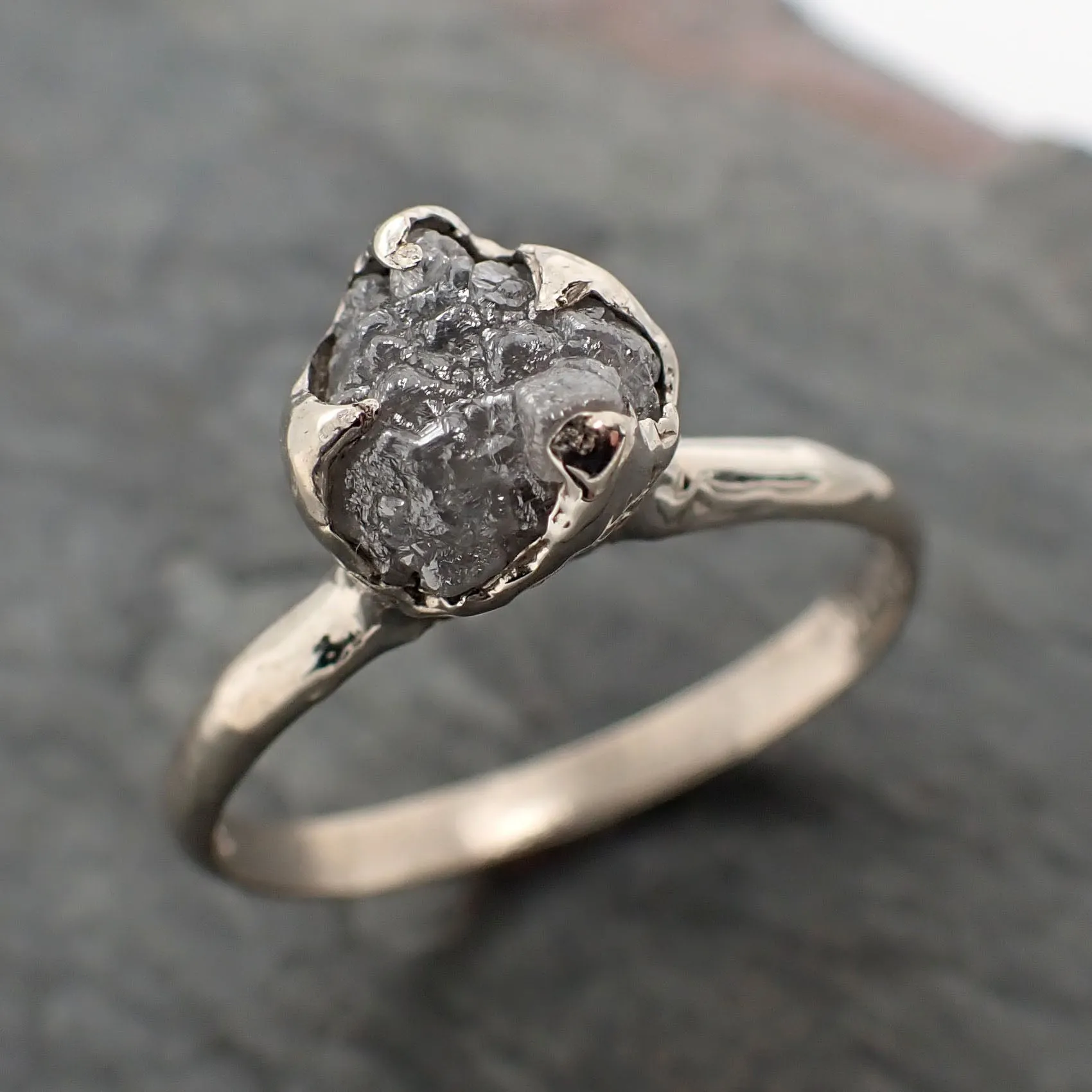 raw rough uncut diamond engagement ring solitaire 14k white gold conflict free diamond wedding promise 2330 Alternative Engagement