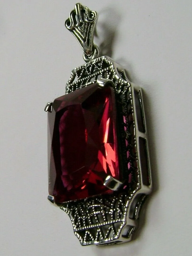 Red Ruby Pendant, 1930s Art Deco Jewelry #P13