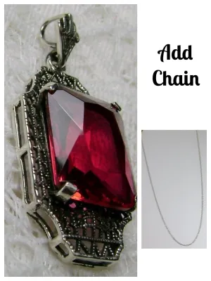 Red Ruby Pendant, 1930s Art Deco Jewelry #P13