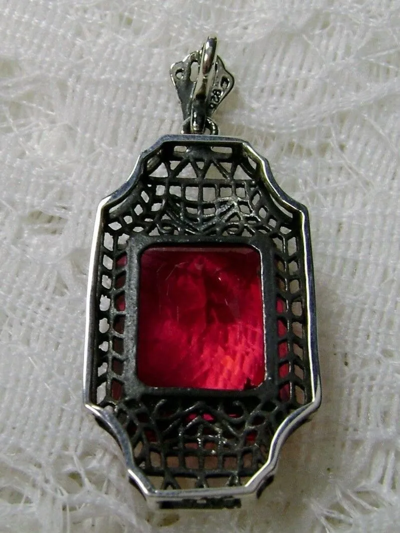 Red Ruby Pendant, 1930s Art Deco Jewelry #P13