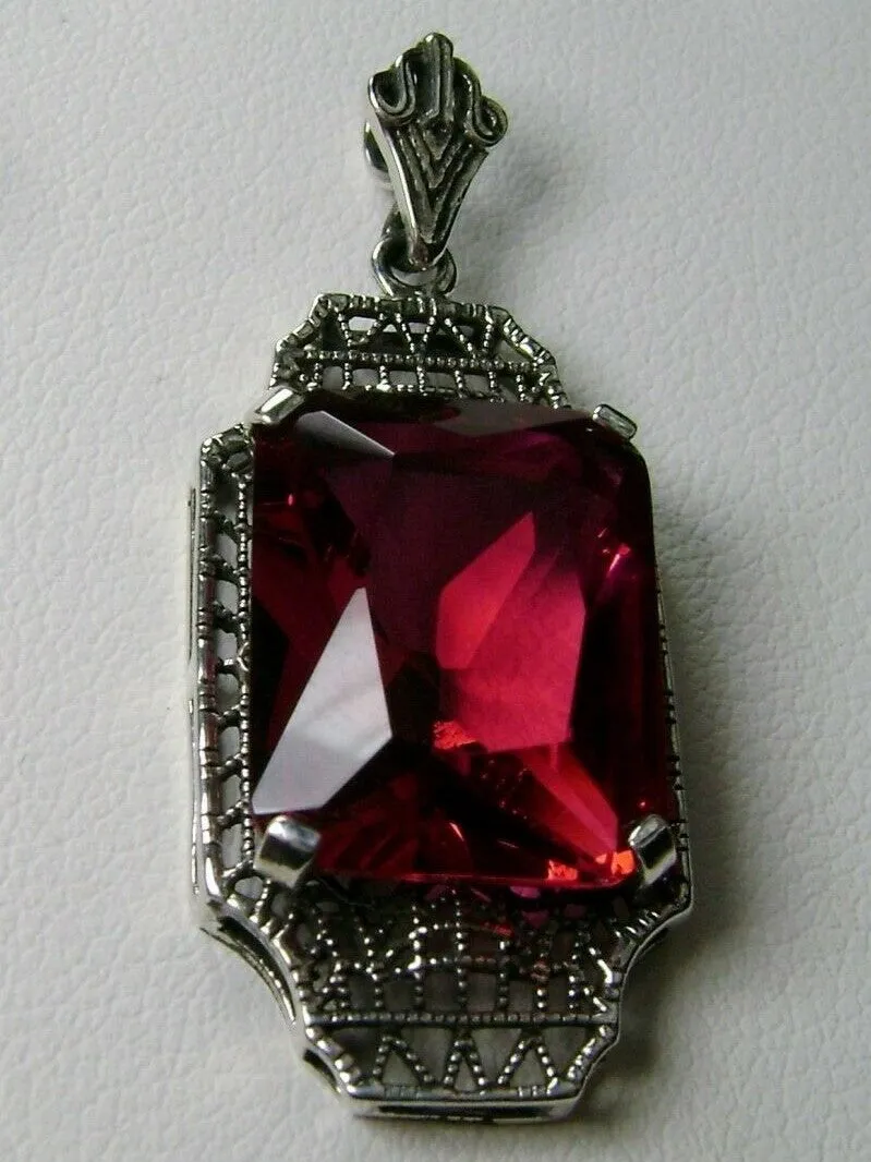 Red Ruby Pendant, 1930s Art Deco Jewelry #P13