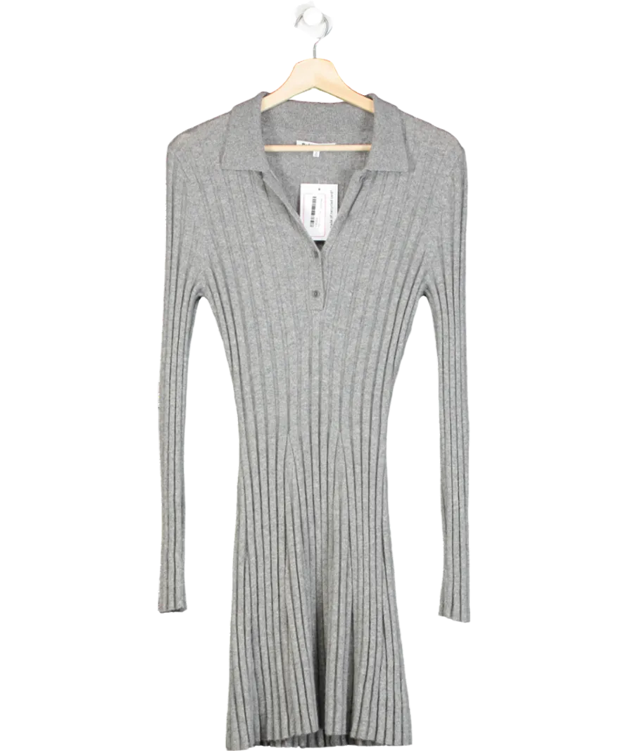 Reformation Grey Walsh Ribbed Recycled Cashmere Mini Dress UK S